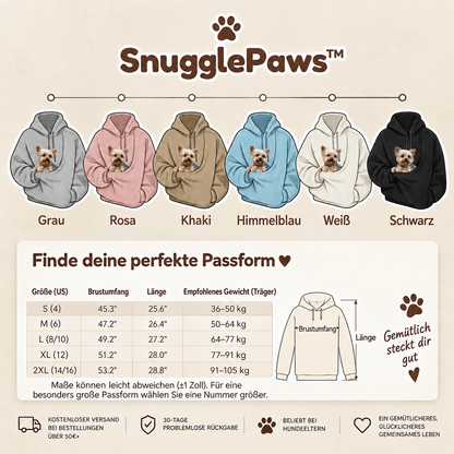 SnugglePaws™ – Der erste Hoodie, der entwickelt wurde, um Ihren vierbeinigen Freund überallhin mitzunehmen