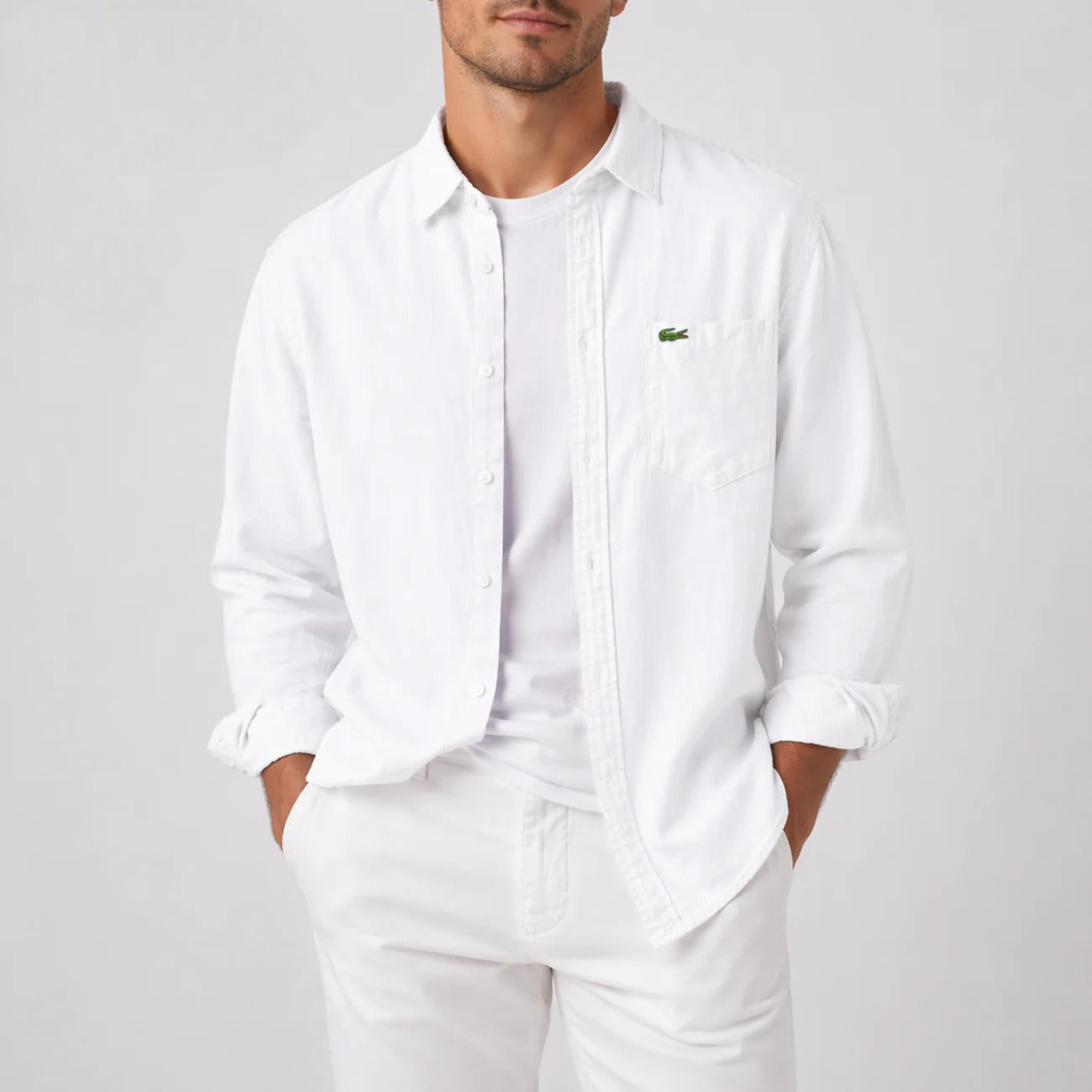 Herren Leinenhemd Langarm Casual Fit – Atmungsaktives Sommerhemd mit Brusttasche