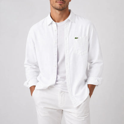 Herren Leinenhemd Langarm Casual Fit – Atmungsaktives Sommerhemd mit Brusttasche