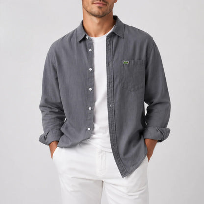 Herren Leinenhemd Langarm Casual Fit – Atmungsaktives Sommerhemd mit Brusttasche