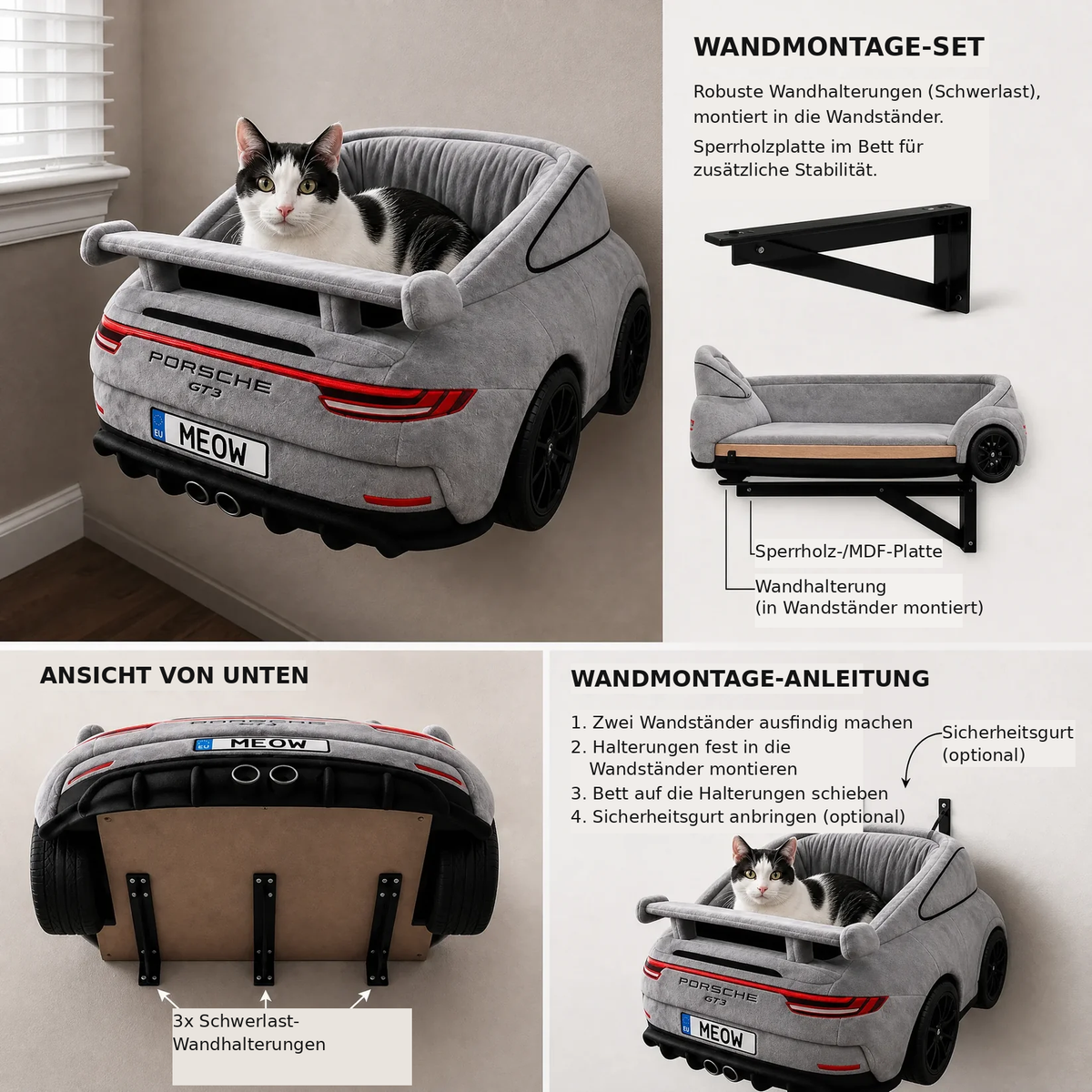 KITTYGARAGE-Luxus Katzenbett im Sportwagen-Look
